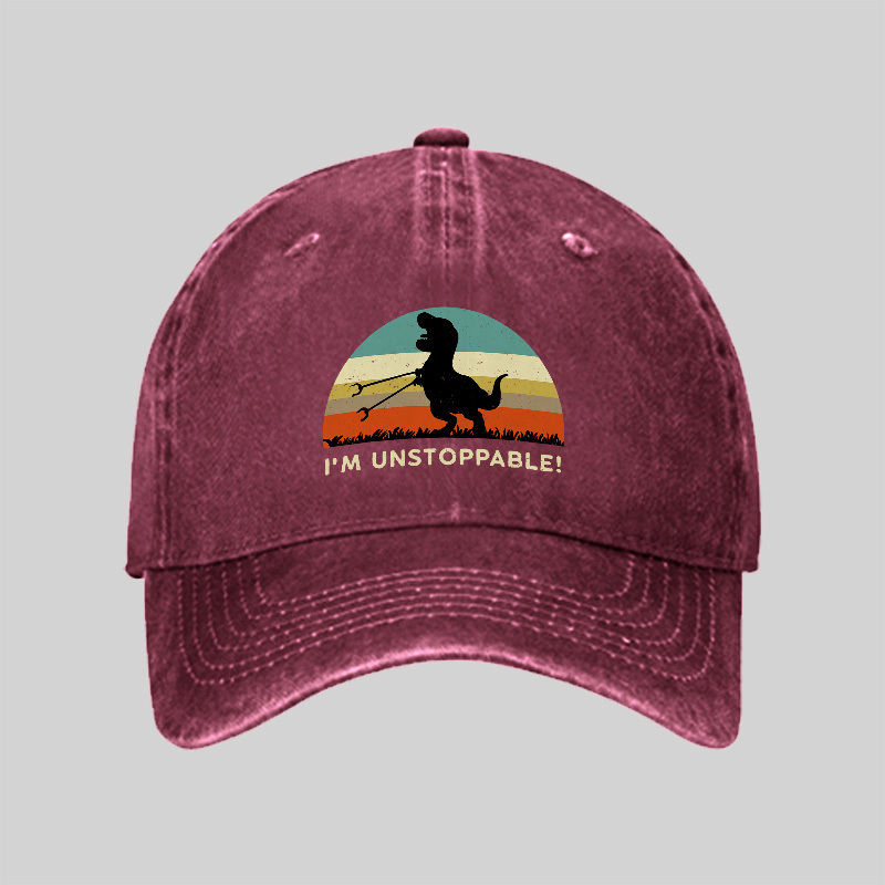 I'm Unstoppable T-Rex Washed Vintage Baseball Cap