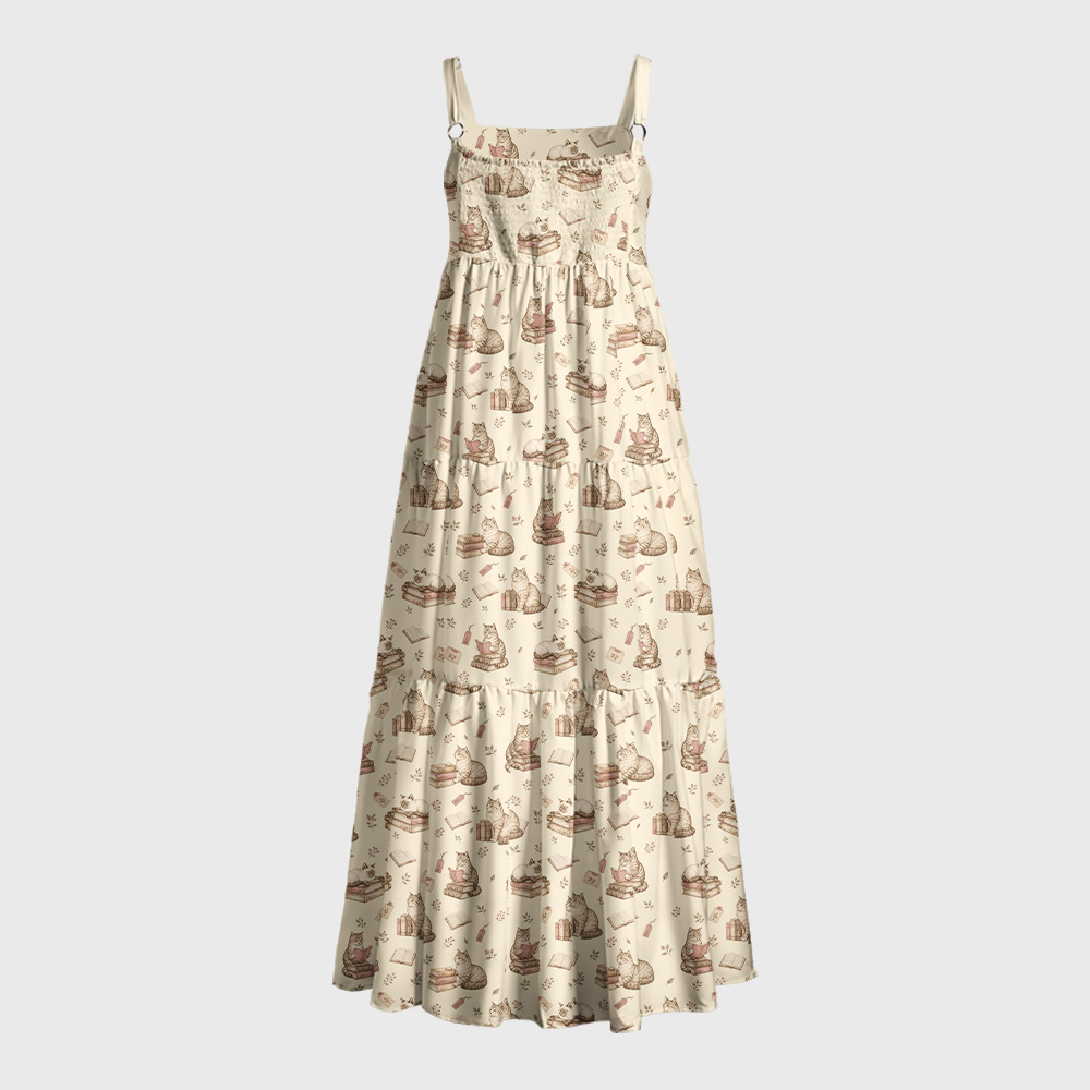 The Bookish Cat Library Geek Tiered Cami Maxi Dress