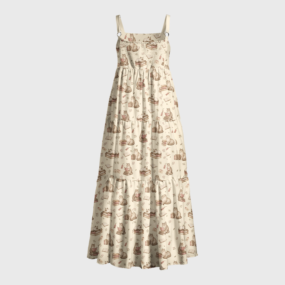 The Bookish Cat Library Geek Tiered Cami Maxi Dress