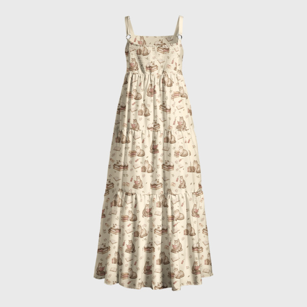 The Bookish Cat Library Geek Tiered Cami Maxi Dress