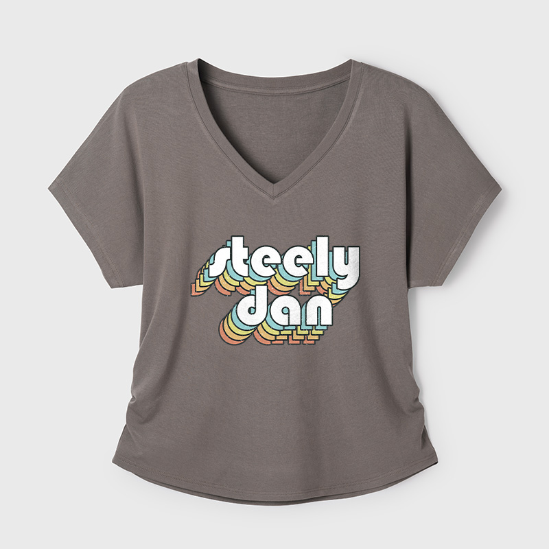 Steely Dan Retro Faded-Style Geek Dolman Sleeve V-Neck Shirt