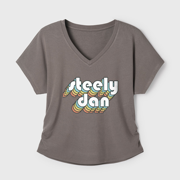 Steely Dan Retro Faded-Style Geek Dolman Sleeve V-Neck Shirt