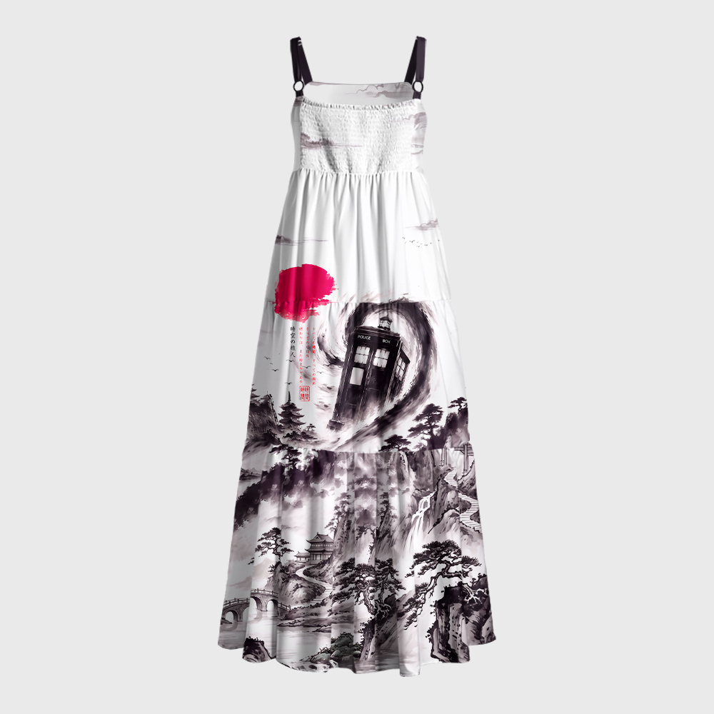 Oriental Mountain Ink Geek Tiered Cami Maxi Dress