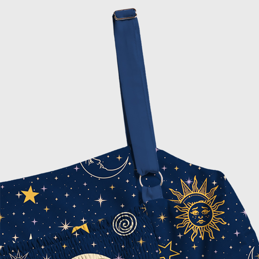 Face Sun & Crescent Moon Starry Night Geek Tiered Cami Maxi Dress