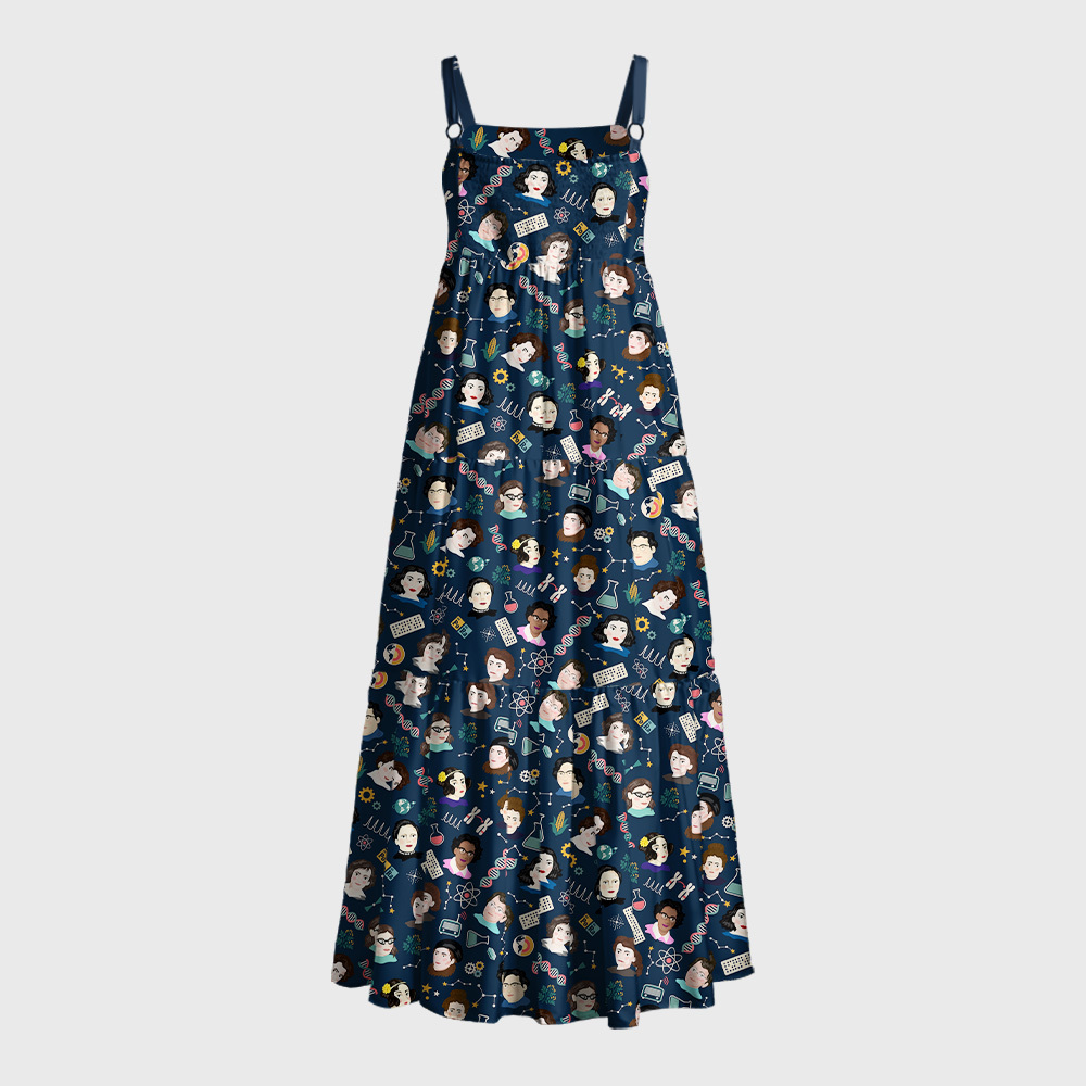 STEM Scientist Portraits Lab Equipment Seamless Geek Tiered Cami Maxi Dress