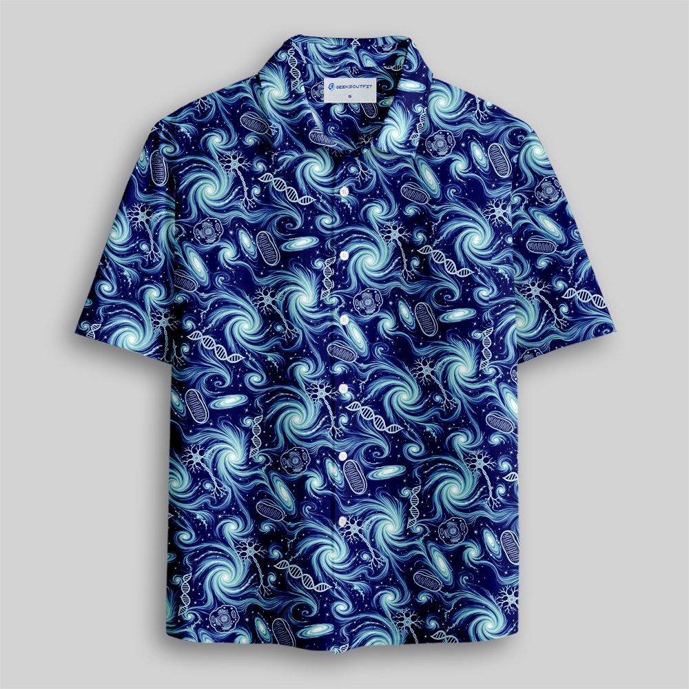 Cosmic Biology Galaxy Neuron DNA Button Up Pocket Shirt