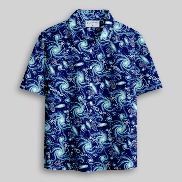 Cosmic Biology Galaxy Neuron DNA Button Up Pocket Shirt