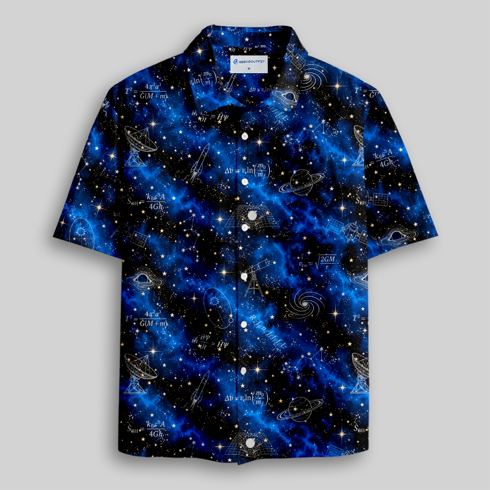 Nebula Space Astrophysics Constellation Button Up Pocket Shirt