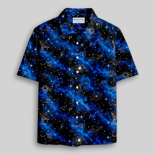 Nebula Space Astrophysics Constellation Button Up Pocket Shirt