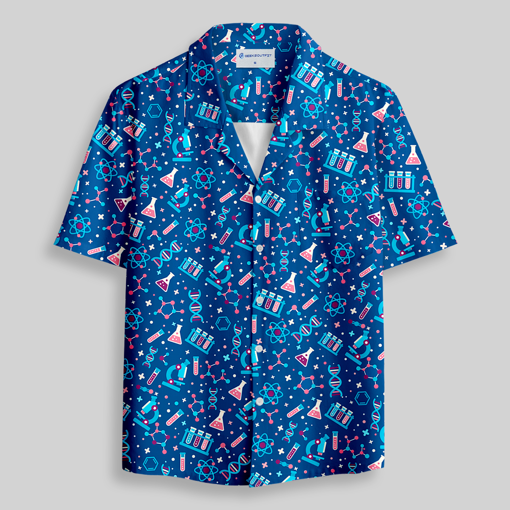 Stem Science Lab Dna Atom Button Up Pocket Shirt