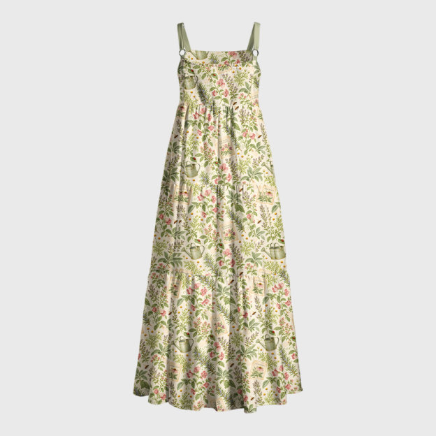 Vintage Garden Notes Geek Tiered Cami Maxi Dress