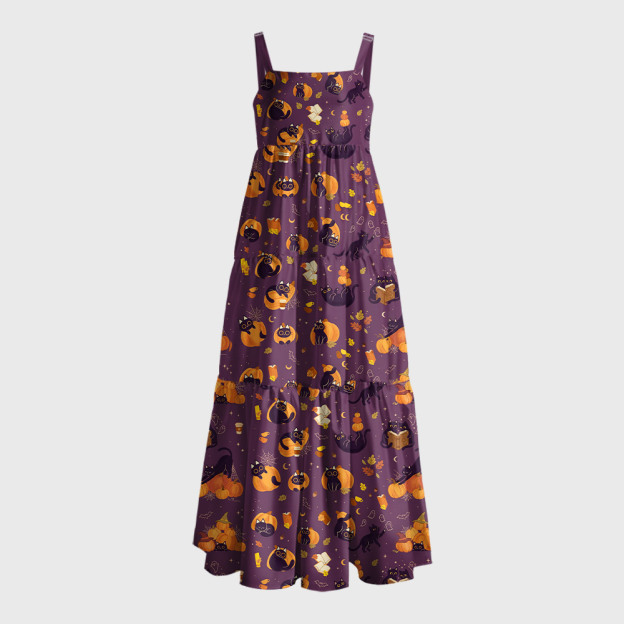 The Night Owl's Spell Geek Tiered Cami Maxi Dress