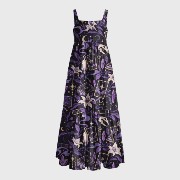 Gothic Lily & Tarot Cards Geek Tiered Cami Maxi Dress