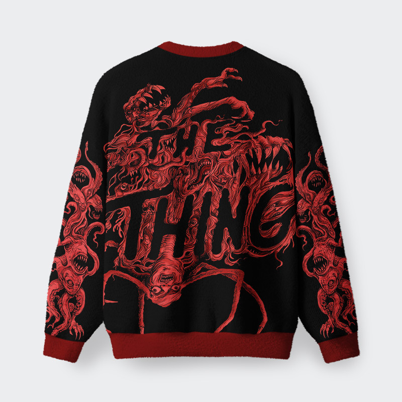 Alien Organism Geek Women's Fuzzy Fleece Cropped Sweater