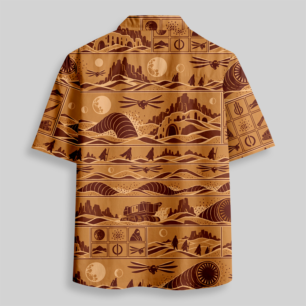 Art Nouveau Alien Desert Scifi Button Up Pocket Shirt