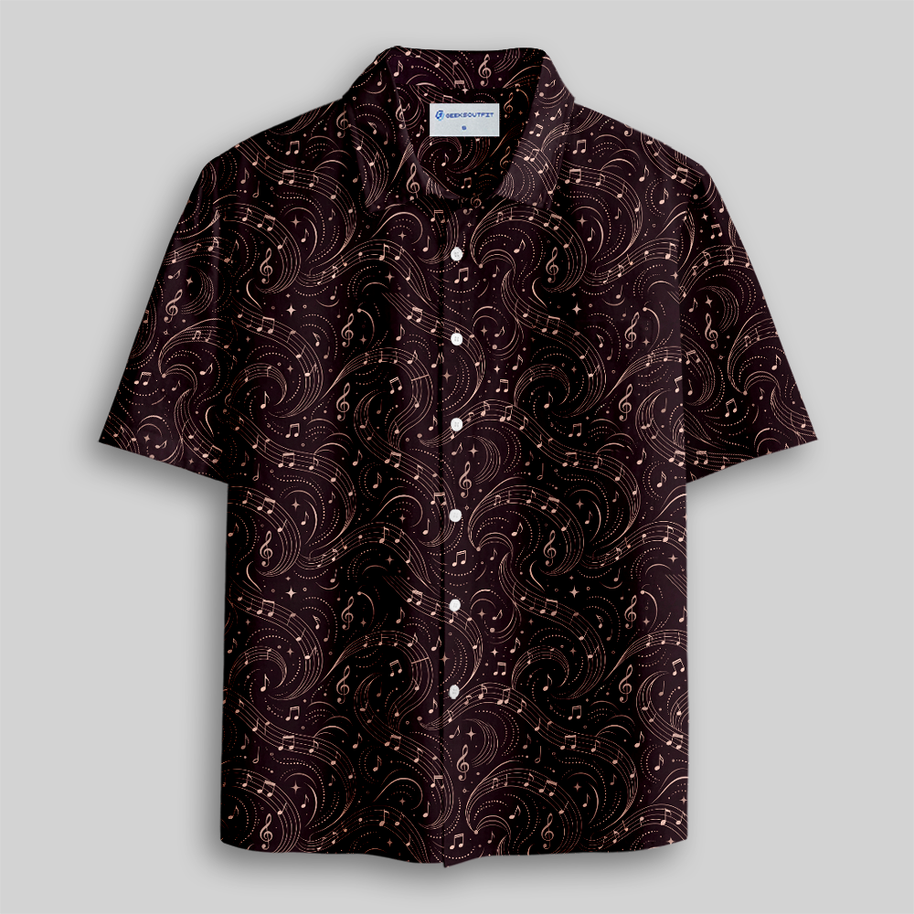 Cosmic Musical Notes Seamless Button Up Pocket Shirt