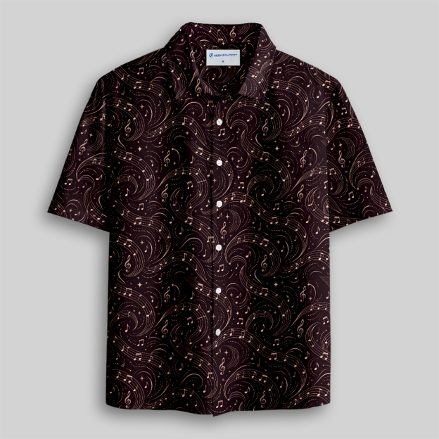 Cosmic Musical Notes Seamless Button Up Pocket Shirt