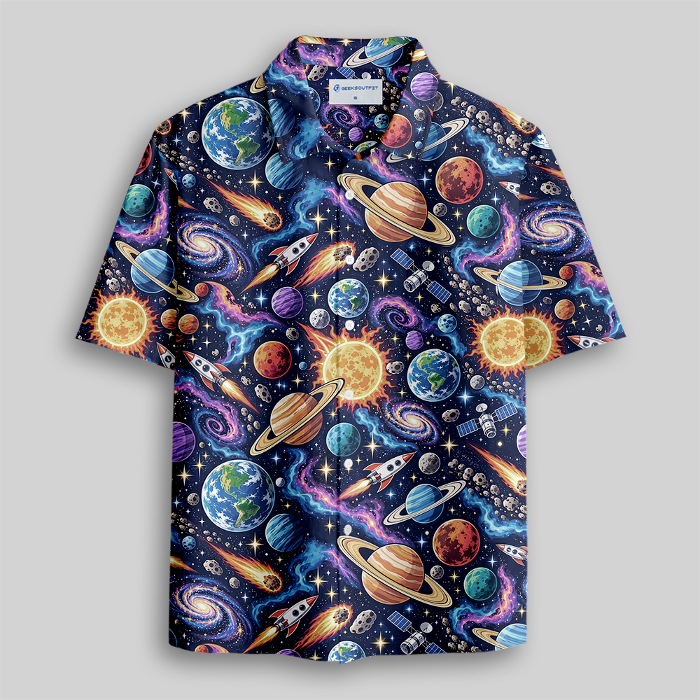 Outer Space Galaxy Button Up Pocket Shirt