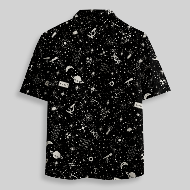 Scientific Cosmos Line Drawing Button Up Pocket Shirt