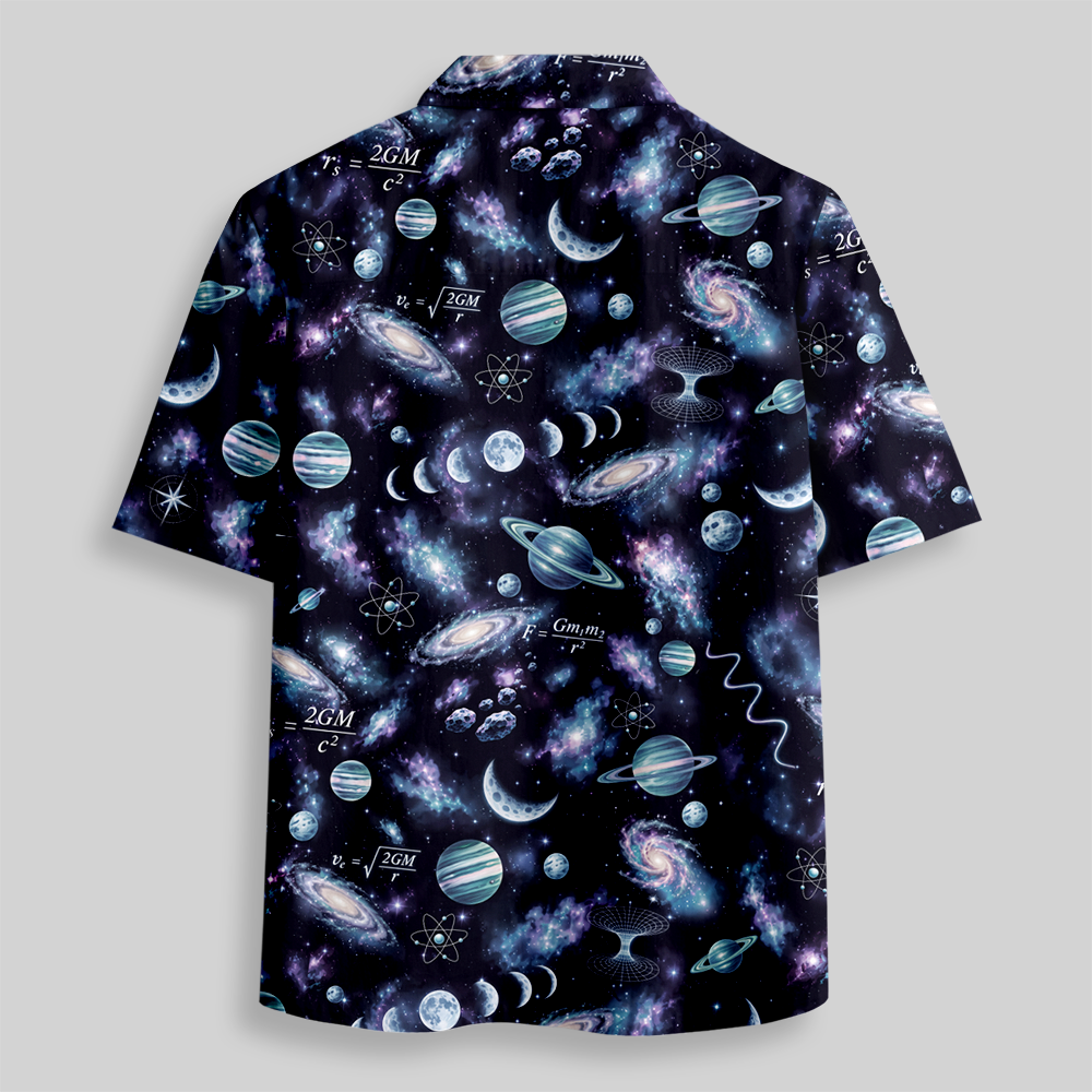 Watercolor Space Galaxy Button Up Pocket Shirt