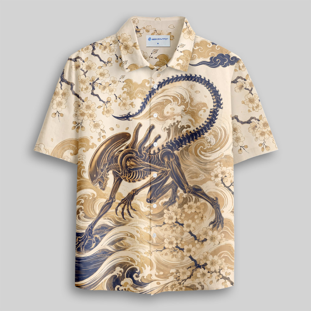 Xenomorph Yokai Button Up Pocket Shirt