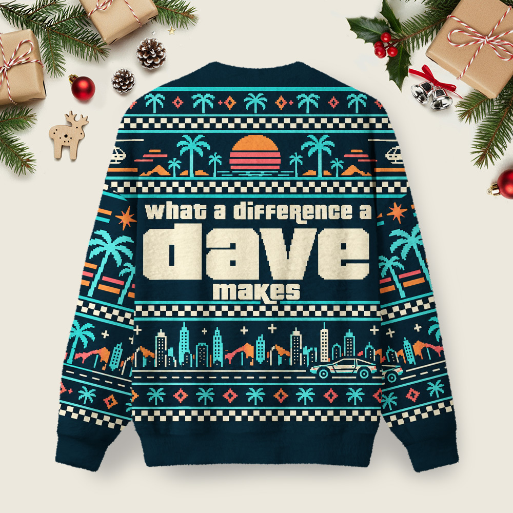 What A Difference Ugly Christmas Fuzzy Fleece Sweatshirt