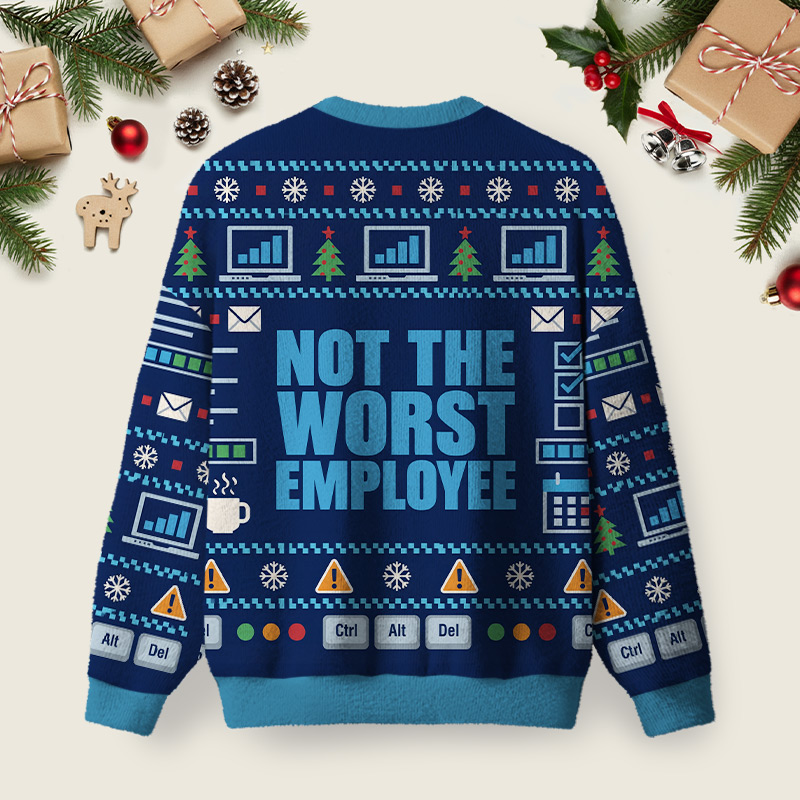 Average Worker Ugly Christmas Fuzzy Fleece Sweatshirt