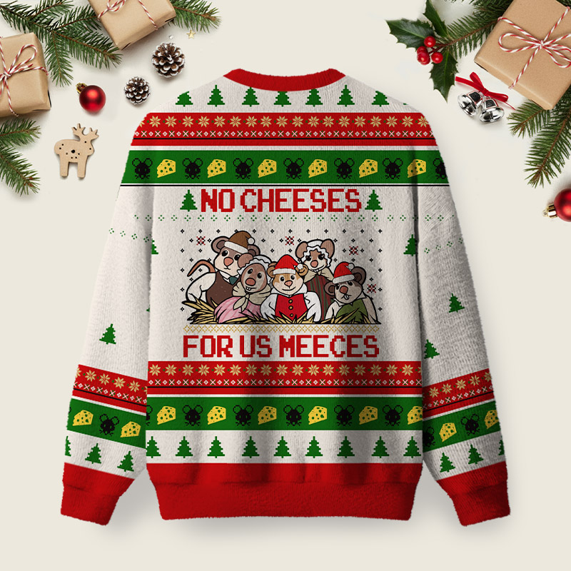 Cheese Mice Ugly Christmas Fuzzy Fleece Sweatshirt