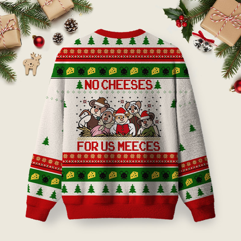 Cheese Mice Ugly Christmas Fuzzy Fleece Sweatshirt
