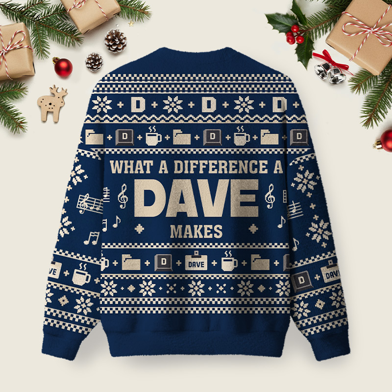 Dave Difference Ugly Christmas Fuzzy Fleece Sweatshirt