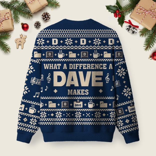 Dave Difference Ugly Christmas Fuzzy Fleece Sweatshirt