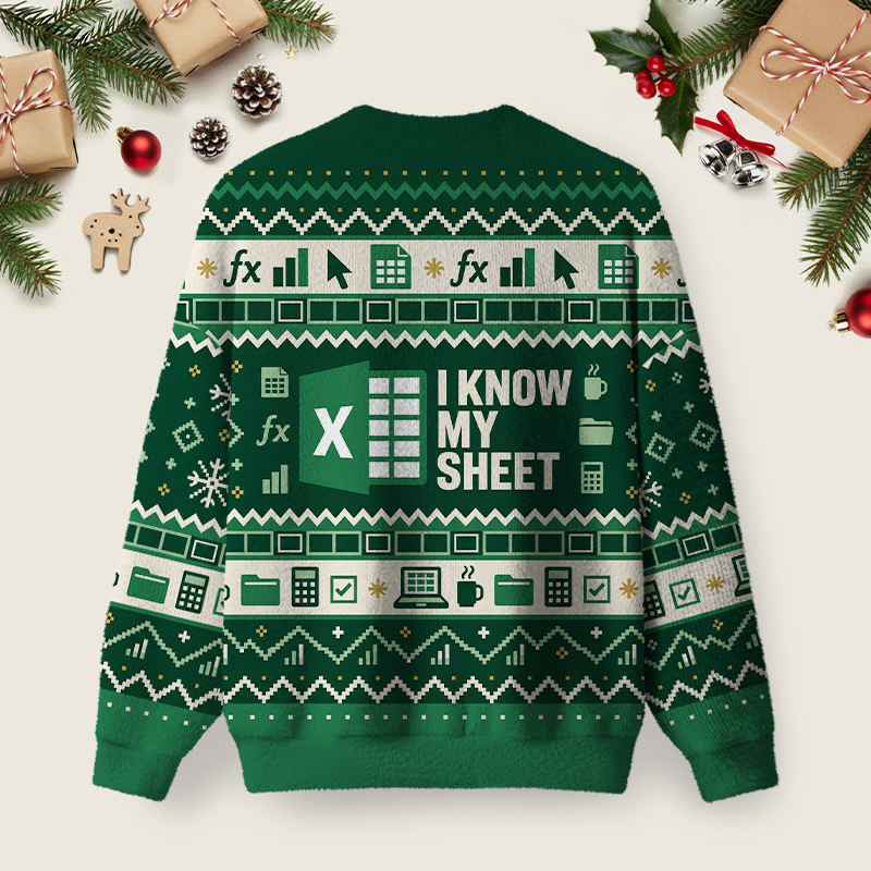 Excel Sheet Ugly Christmas Fuzzy Fleece Sweatshirt