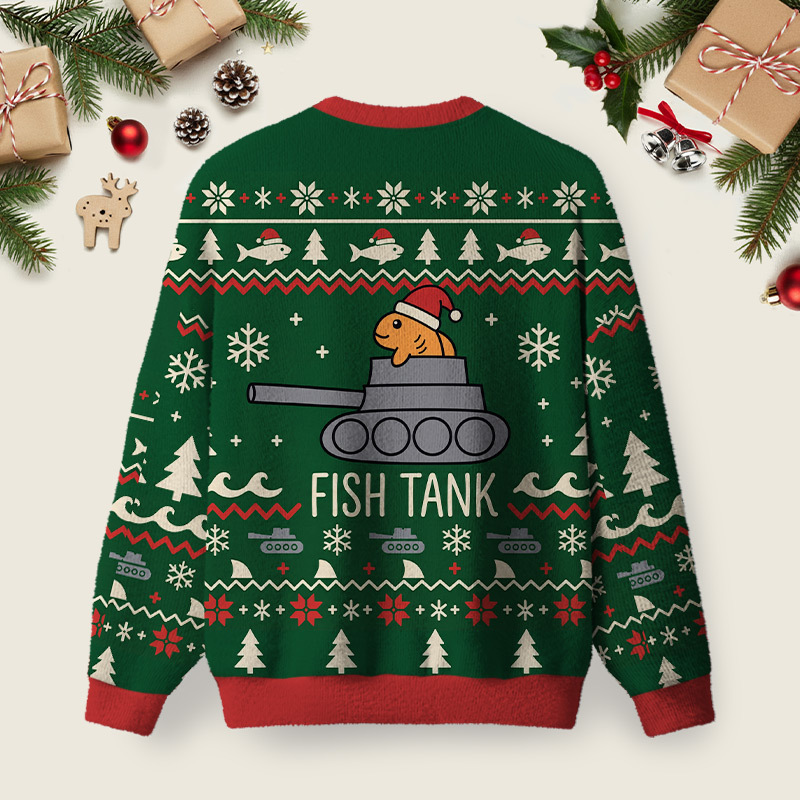 Fish Tank Ugly Christmas Fuzzy Fleece Sweatshirt