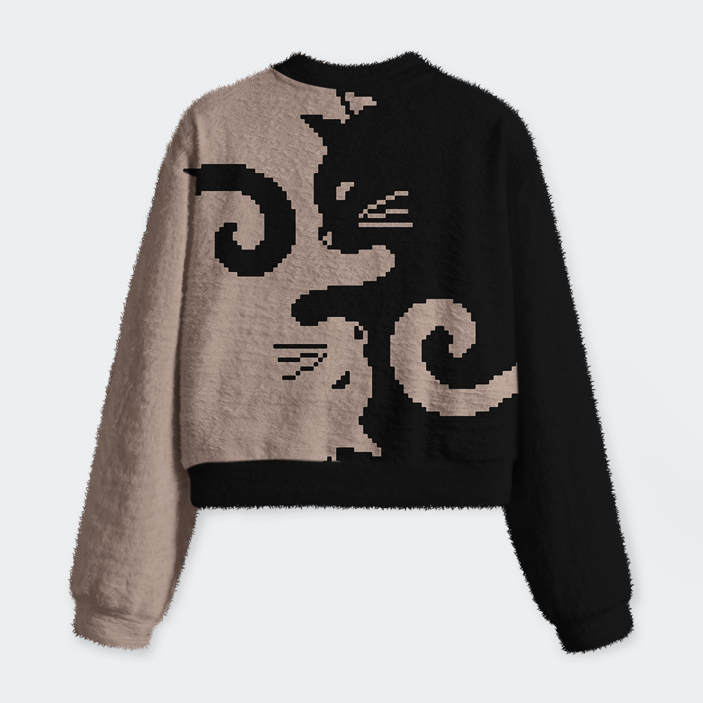 Cats Rule Geek Women's Fuzzy Fleece Cropped Sweater
