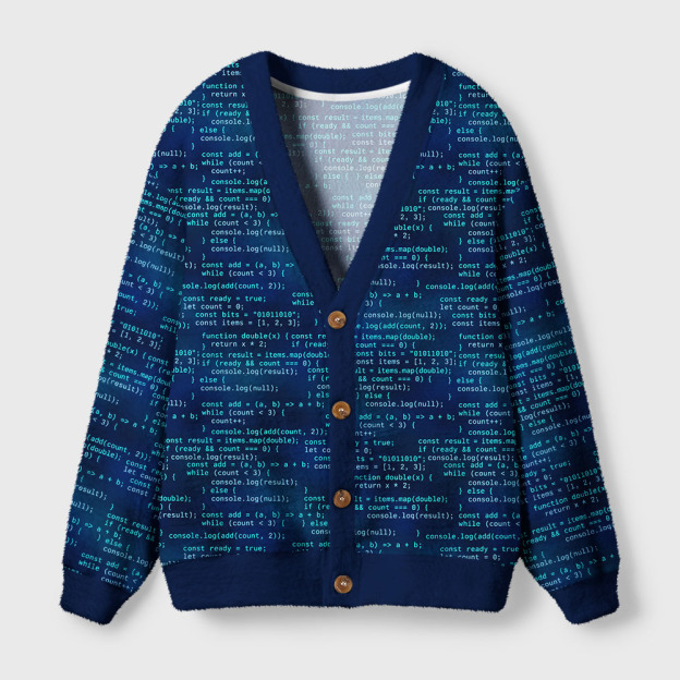Blue Code Matrix Seamless Geek Ugly Cardigan Sweaters