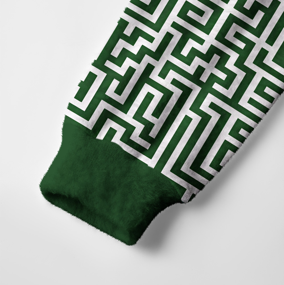 Dark Green Labyrinth Line Art Geek Ugly Cardigan Sweaters