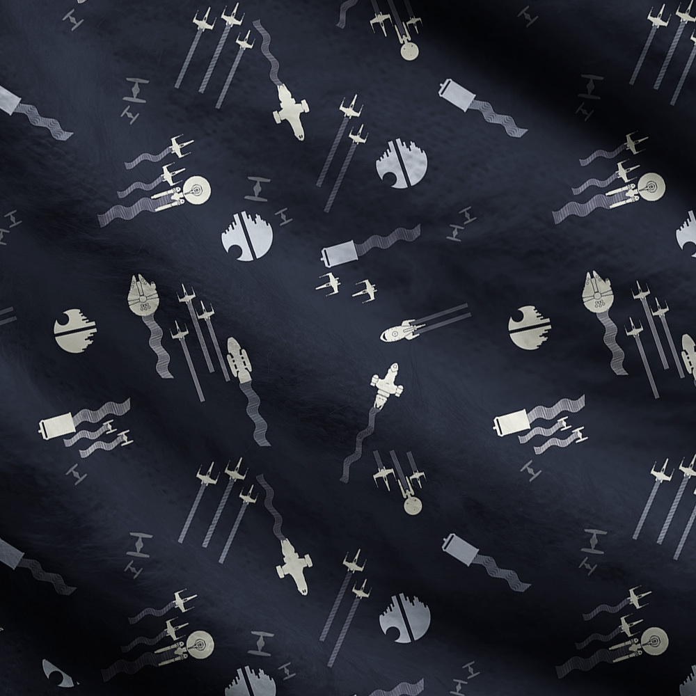 Deep Space Fleet Silhouette Seamless Geek Ugly Cardigan Sweaters