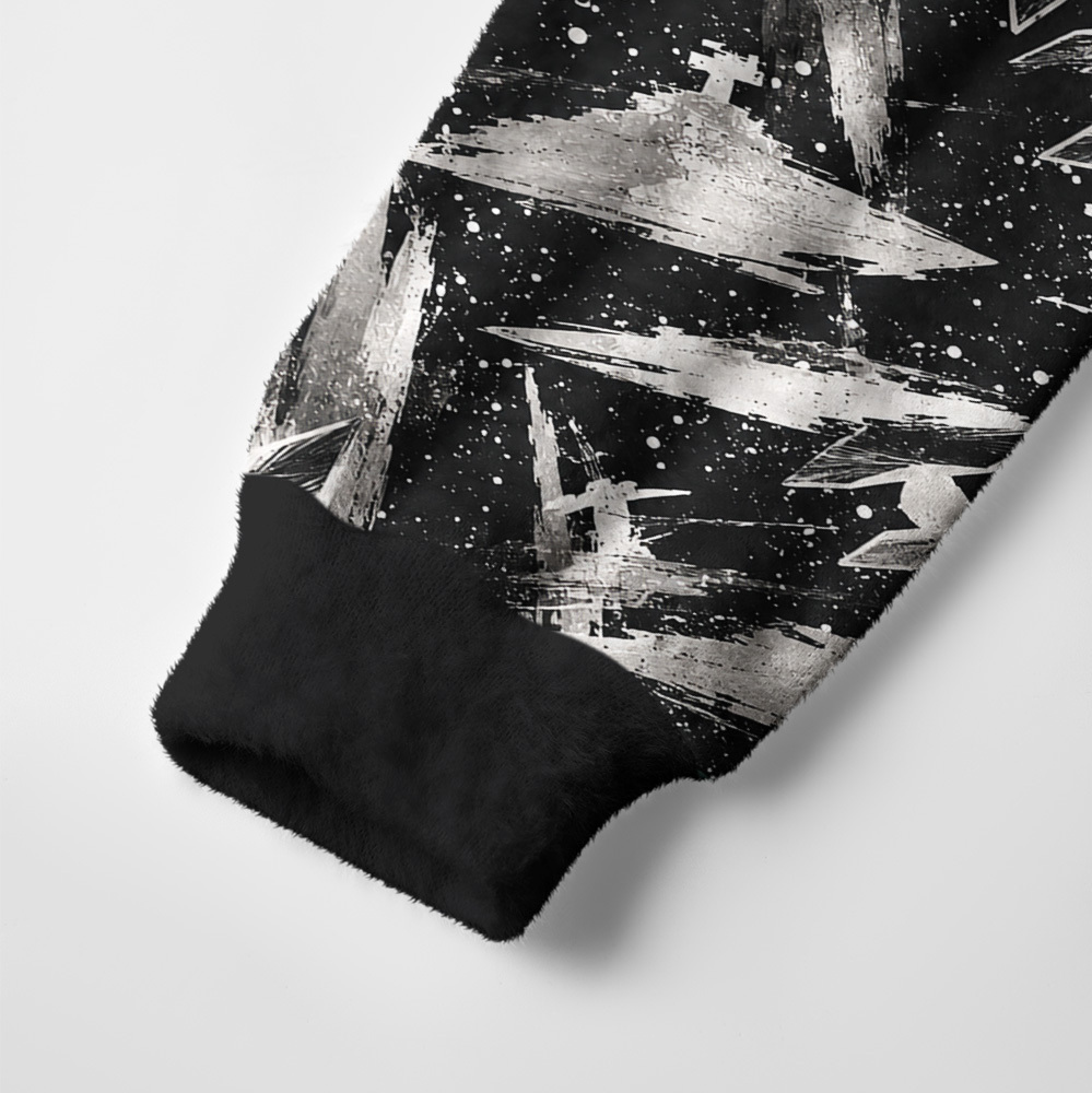 Galaxy Battle Ships Black White Seamless Geek Ugly Cardigan Sweaters