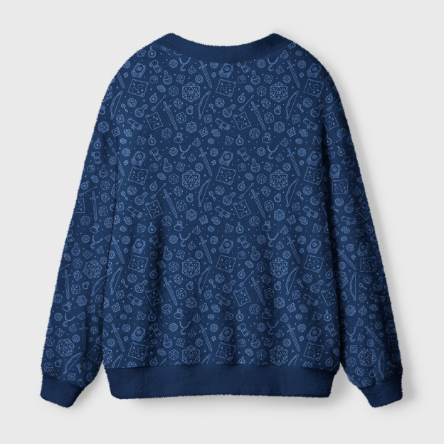 Navy RPG Adventure Line Art Geek Ugly Cardigan Sweaters