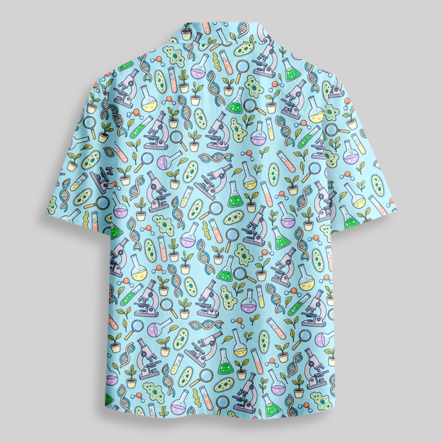Biology Lab Doodle Series Button Up Pocket Shirt