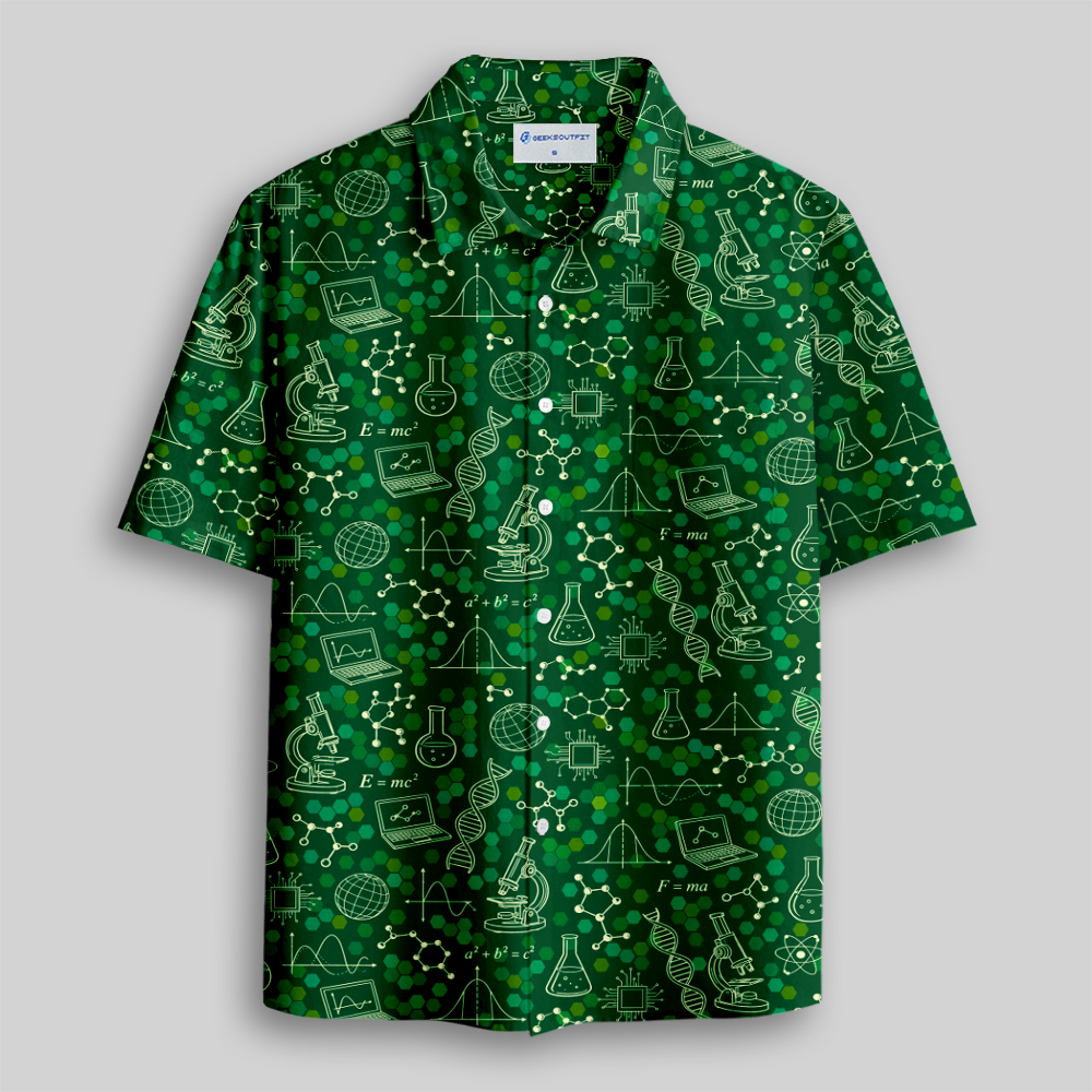Green STEM Equation Series Button Up Pocket Shirt