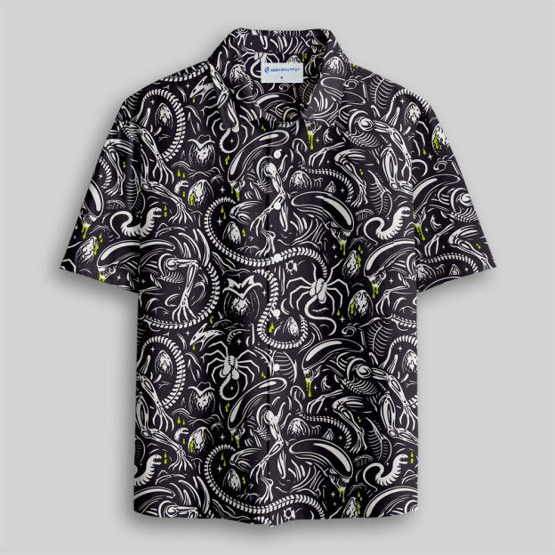 Interstellar Parasite Aloha Button Up Pocket Shirt