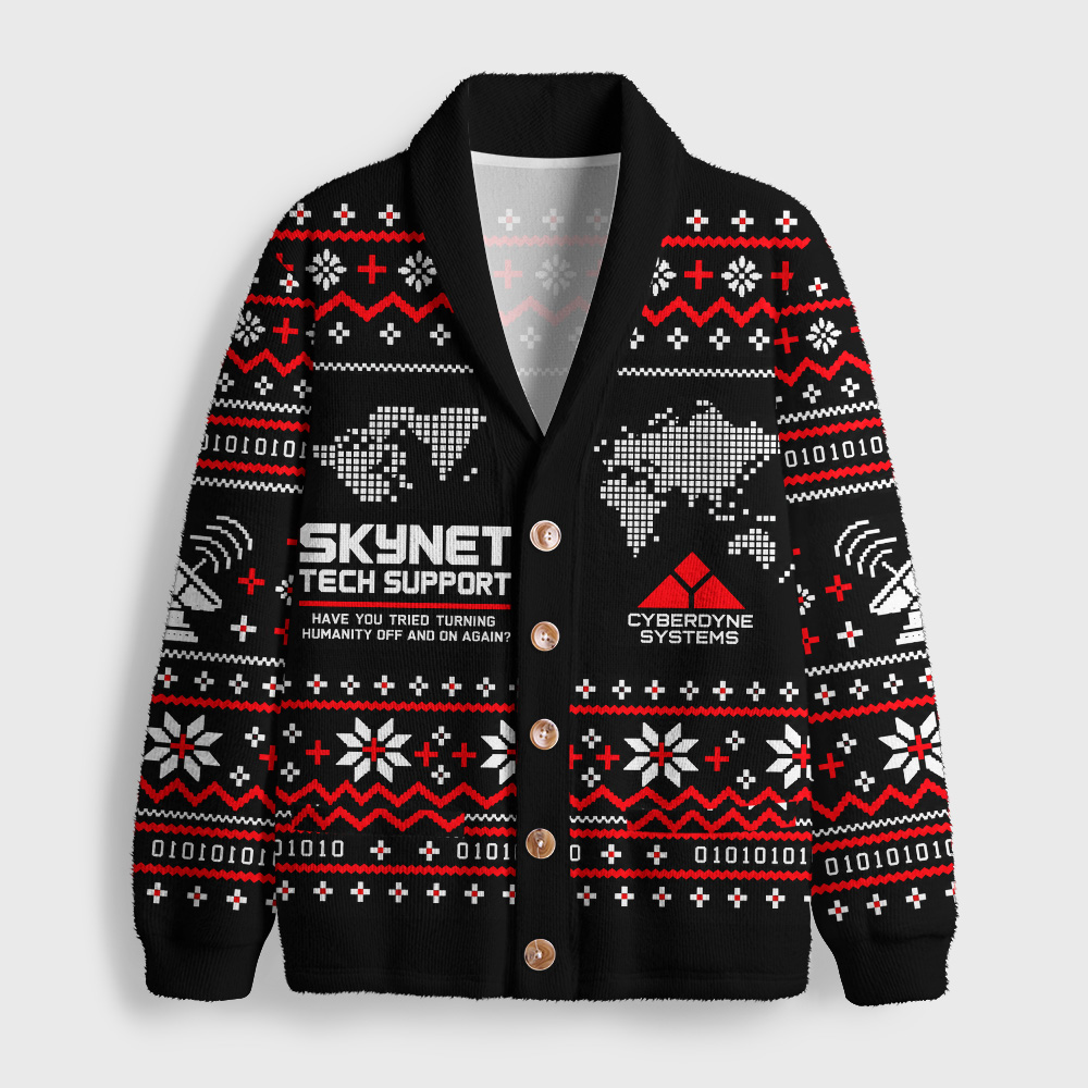 Skynet Tech Support Geek Shawl Collar Cardigan