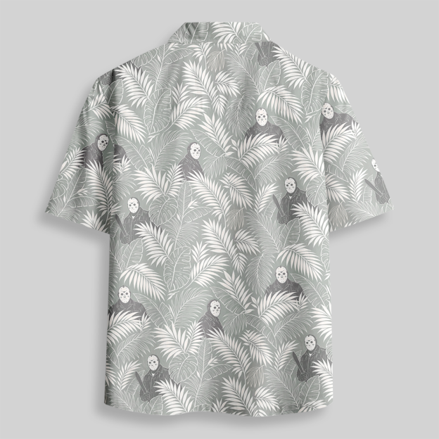 Neutral Tone Tropical Mask Button Up Pocket Shirt