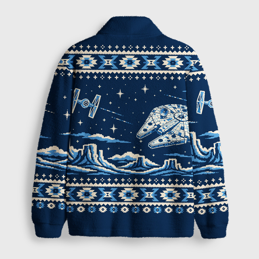 Galactic Space Freighter Geek Shawl Collar Cardigan
