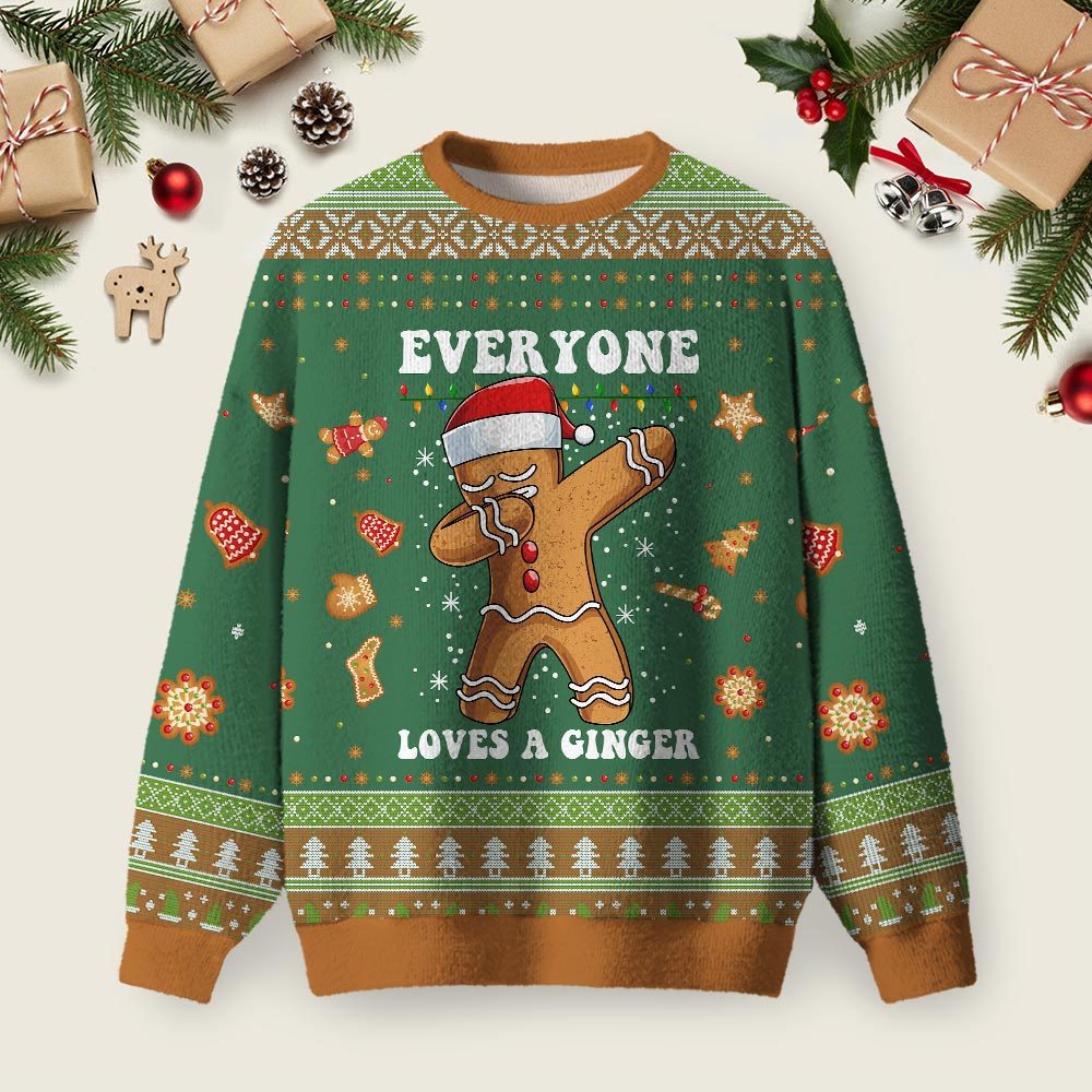 Geeksoutfit Gingerbread Dabbing Dance Christmas Green Ugly Christmas Fuzzy Fleece Sweatshirt for Sale