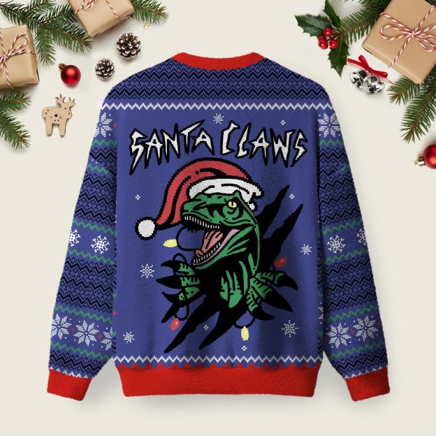 Jurassic Dinosaurs Ugly Christmas Fuzzy Fleece Sweatshirt