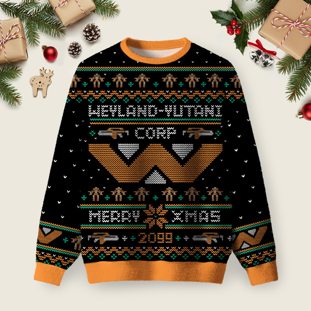 Geeksoutfit Happy Alien Xmas Black Ugly Christmas Sweater Sweatshirt for Sale