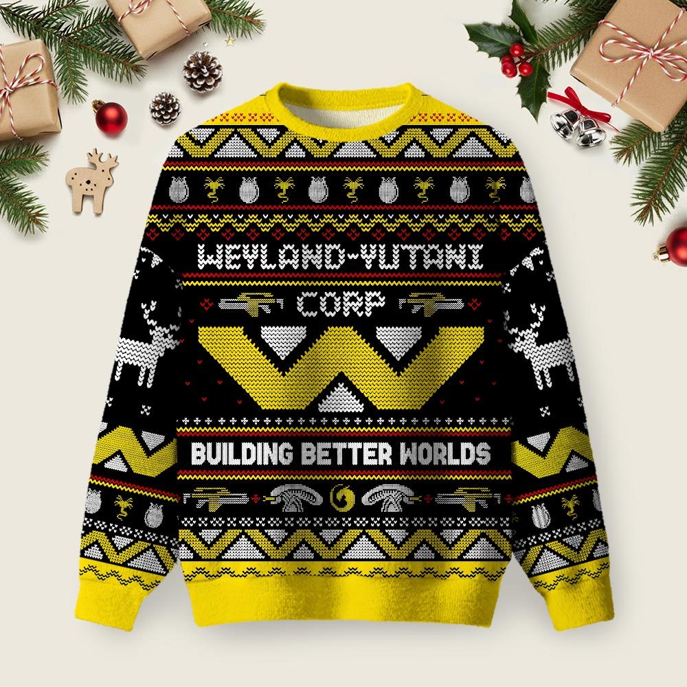 Geeksoutfit Happy Alien Xmas Black Ugly Christmas Sweater Sweatshirt for Sale