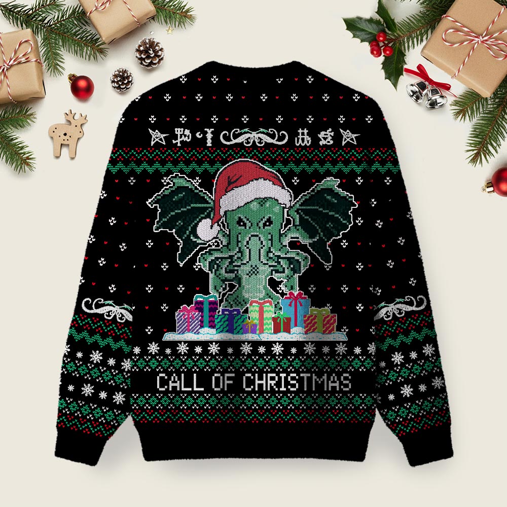 Call of Christmas Black Ugly Christmas Fuzzy Fleece Sweatshirt